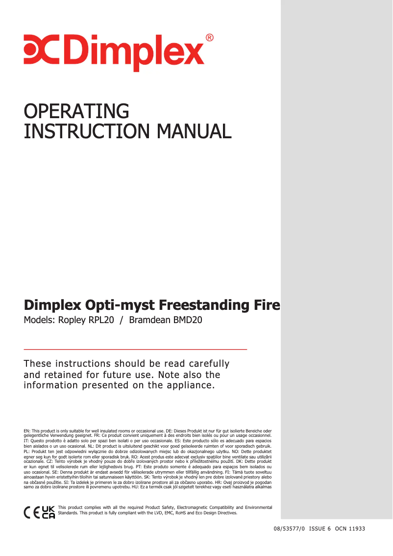 Página 1 del manual Manual de usuario Dimplex RPL20