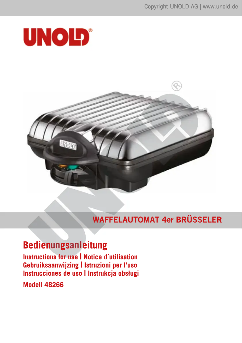 Page 1 de la notice Manuel utilisateur Unold 48266