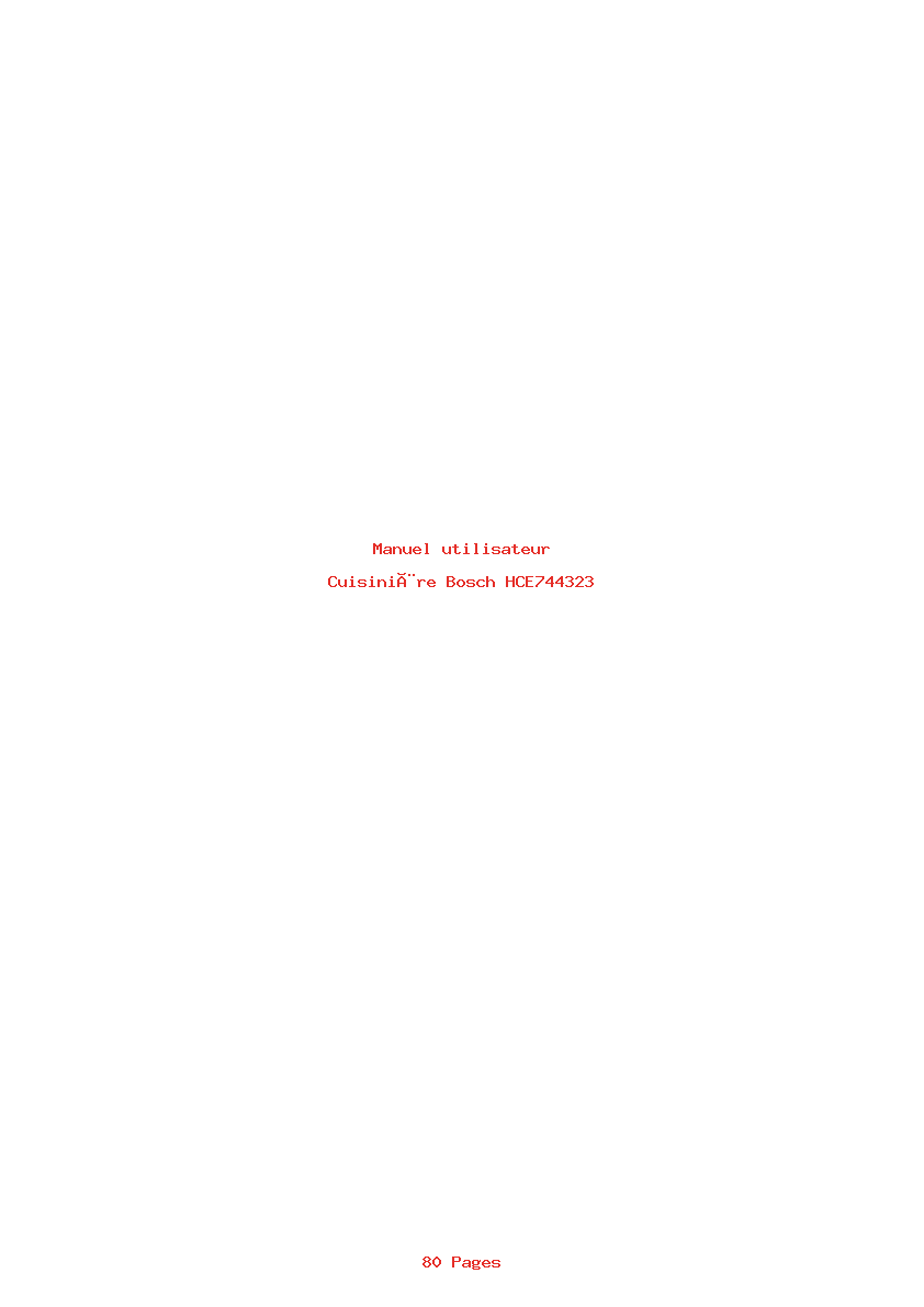 Page 1 de la notice Manuel utilisateur Bosch HCE744323