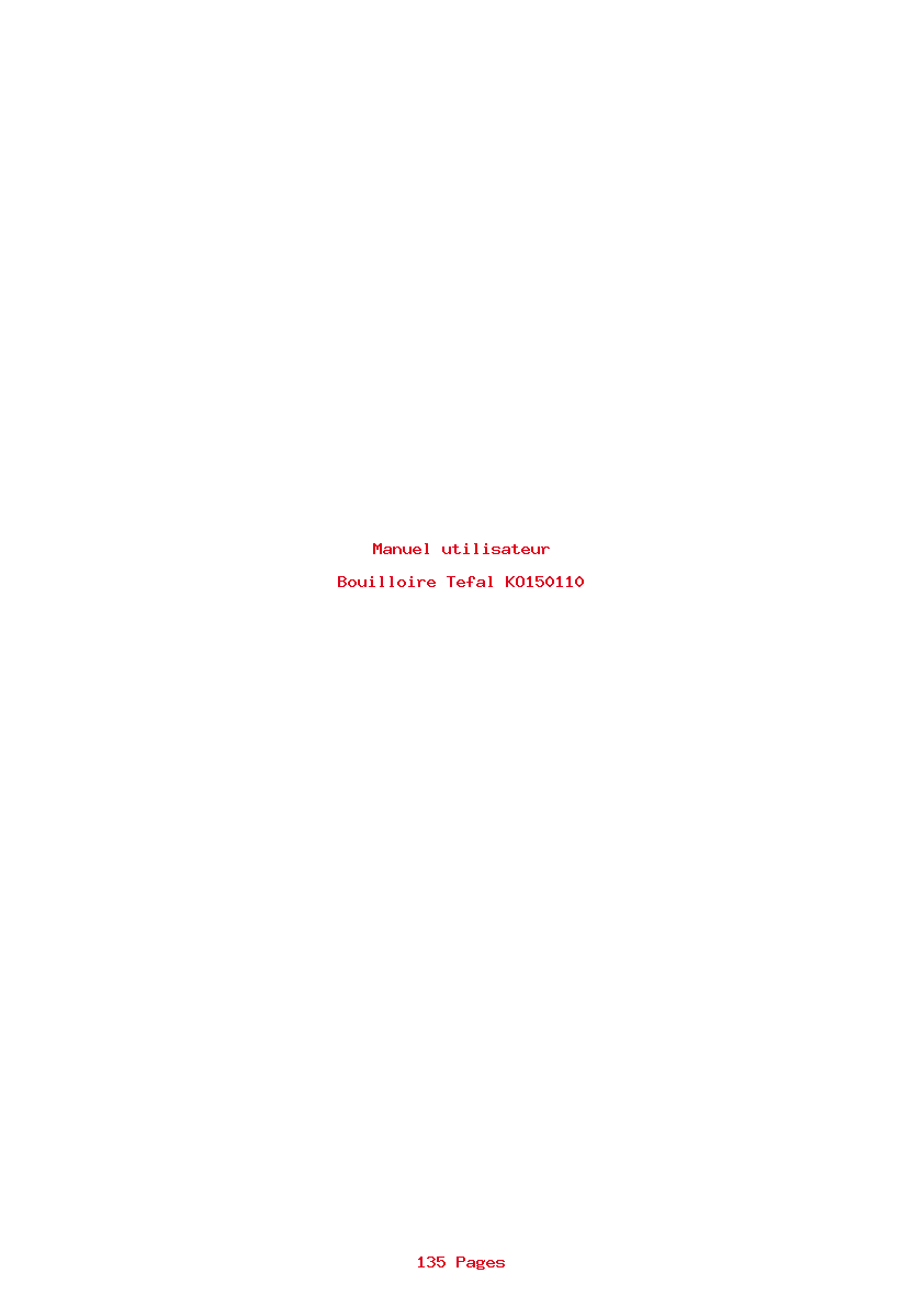 Page 1 de la notice Manuel utilisateur Tefal KO150110