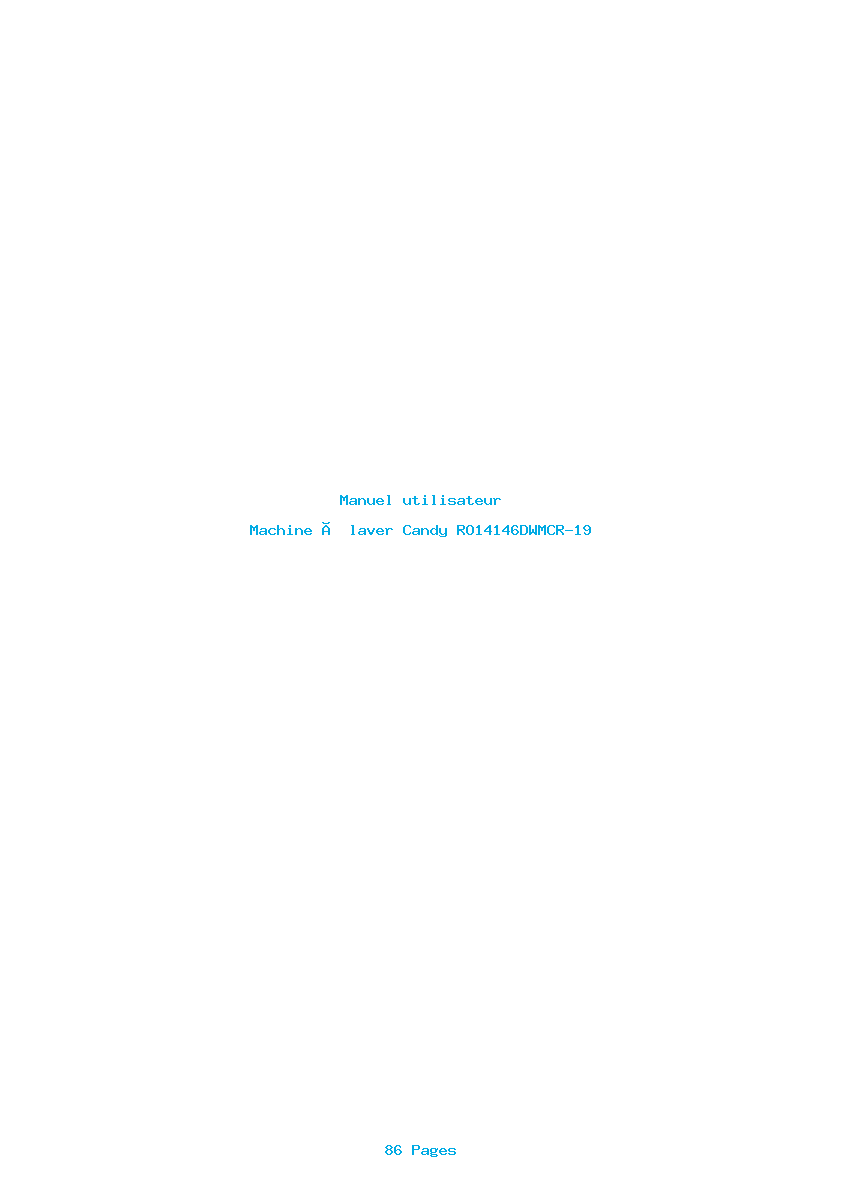 Page 1 de la notice Manuel utilisateur Candy RO14146DWMCR-19