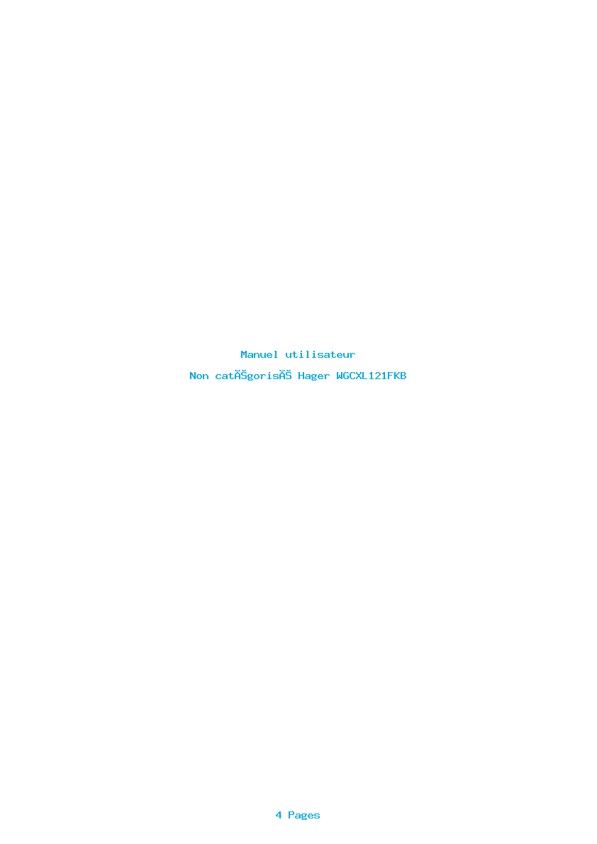 Page 1 de la notice Manuel utilisateur Hager WGCXL121FKB