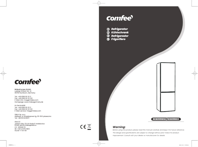 Página 1 del manual Manual de usuario Comfee RCB359WH2