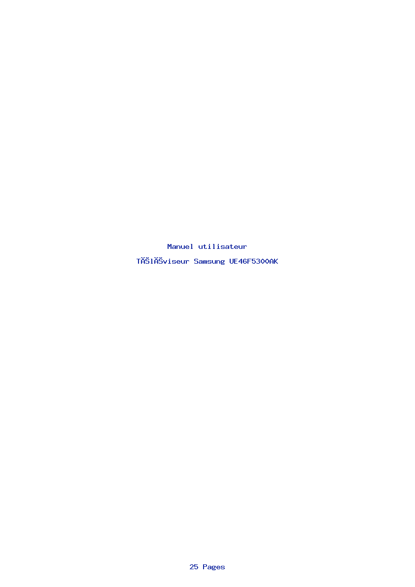 Page 1 de la notice Manuel utilisateur Samsung UE46F5300AK
