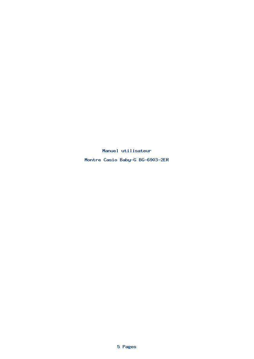 Page 1 de la notice Manuel utilisateur Casio Baby-G BG-6903-2ER