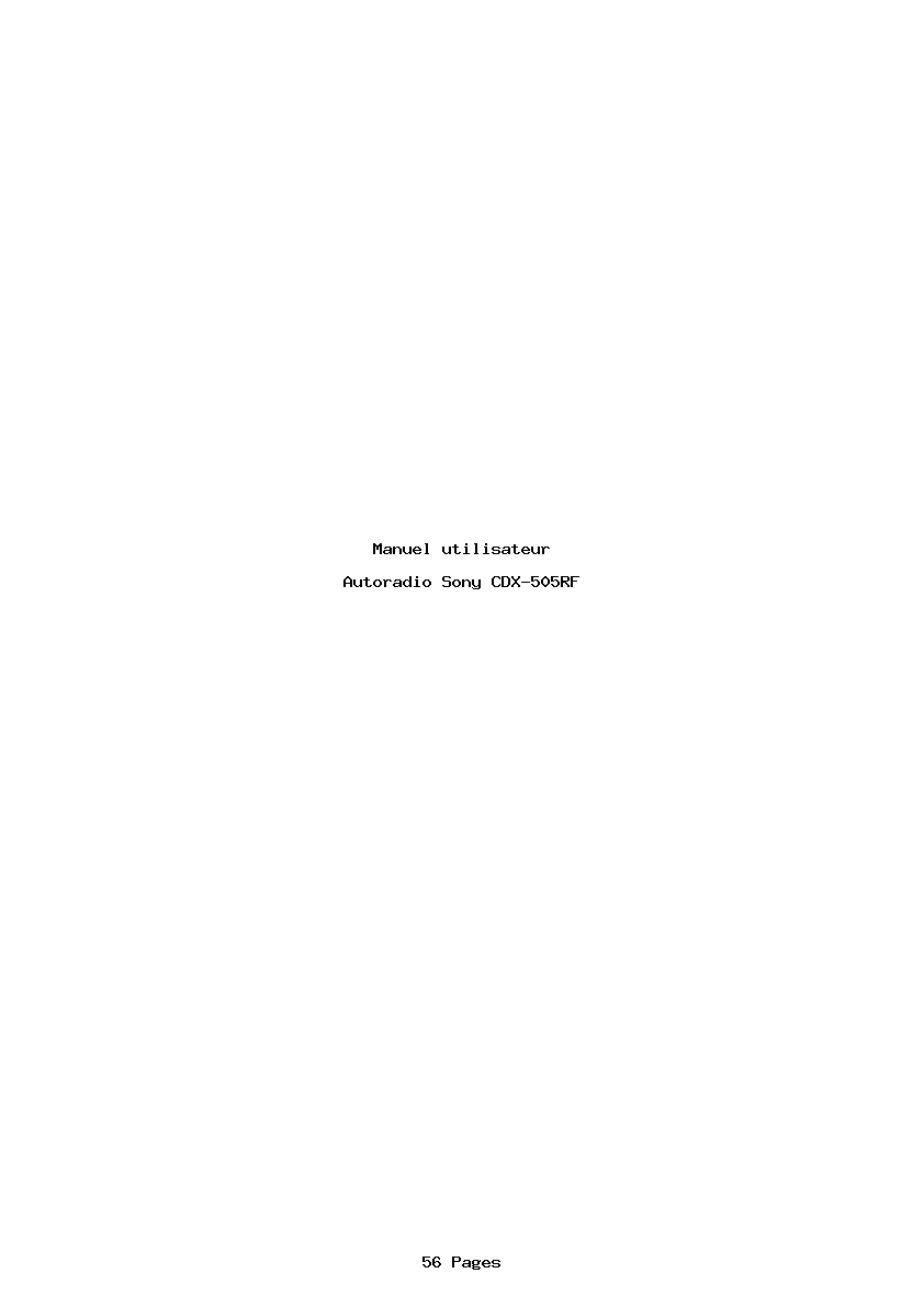Page 1 de la notice Manuel utilisateur Sony CDX-505RF