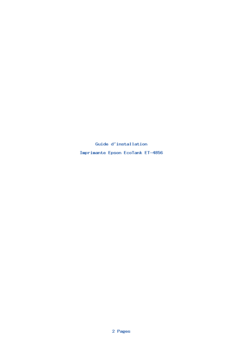 Page 1 de la notice Guide d'installation Epson EcoTank ET-4856