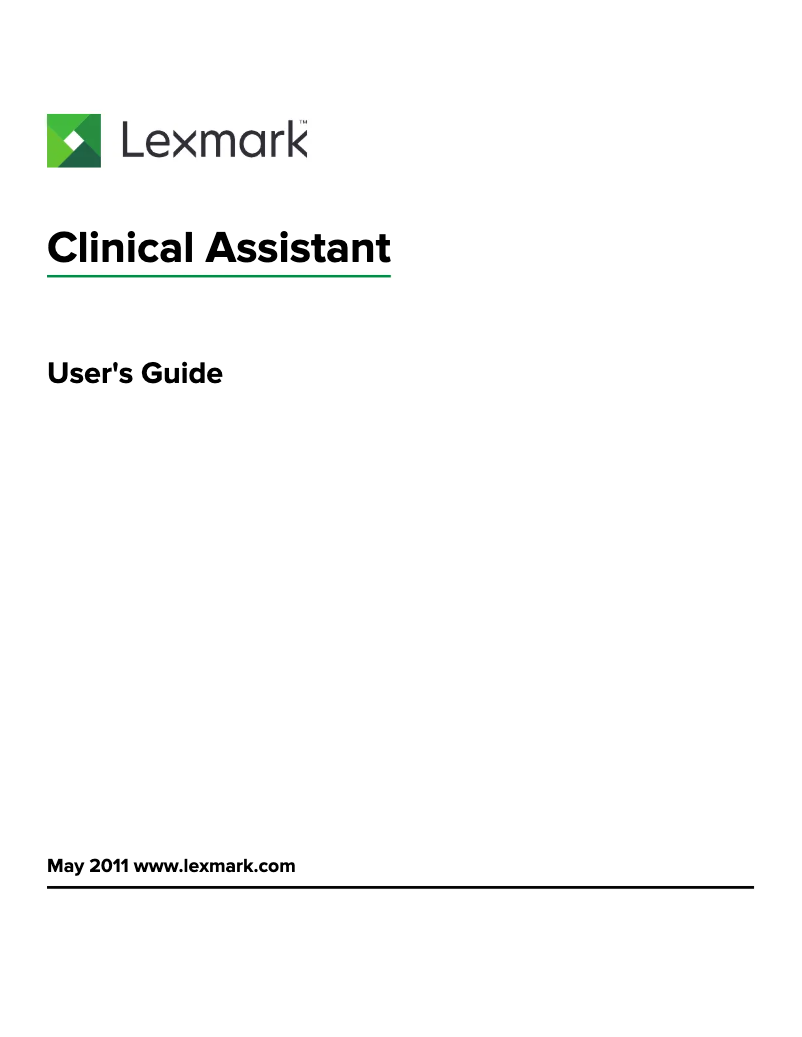 Page 1 de la notice Manuel utilisateur Lexmark Clinical Assistant