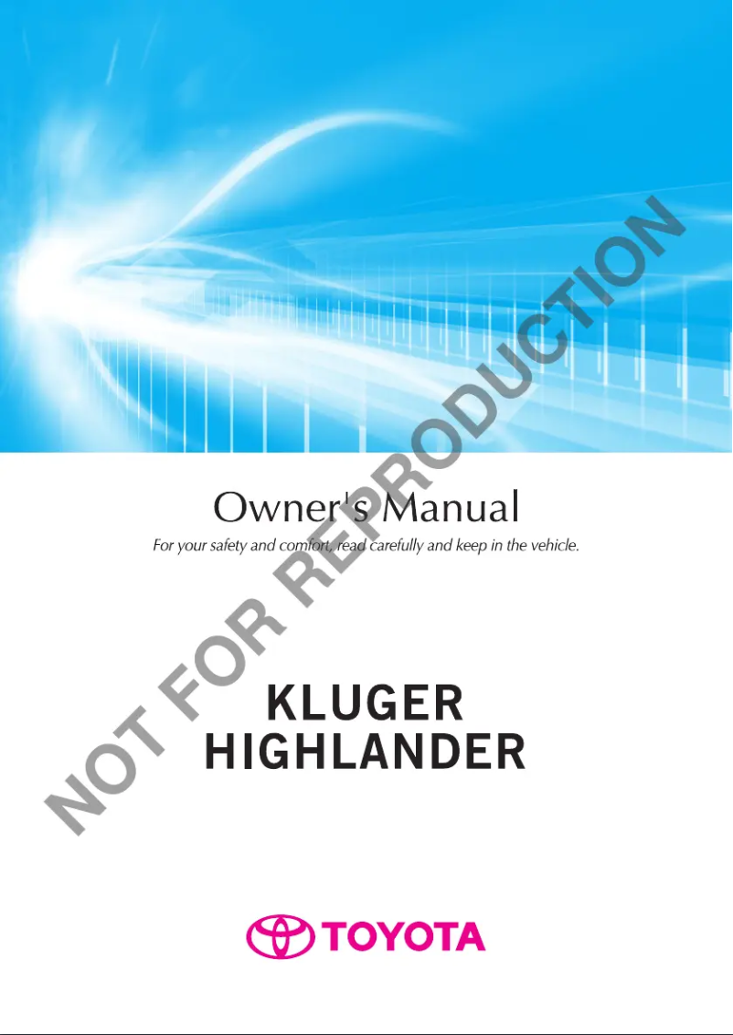 Page 1 de la notice Manuel utilisateur Toyota Kluger (2016)