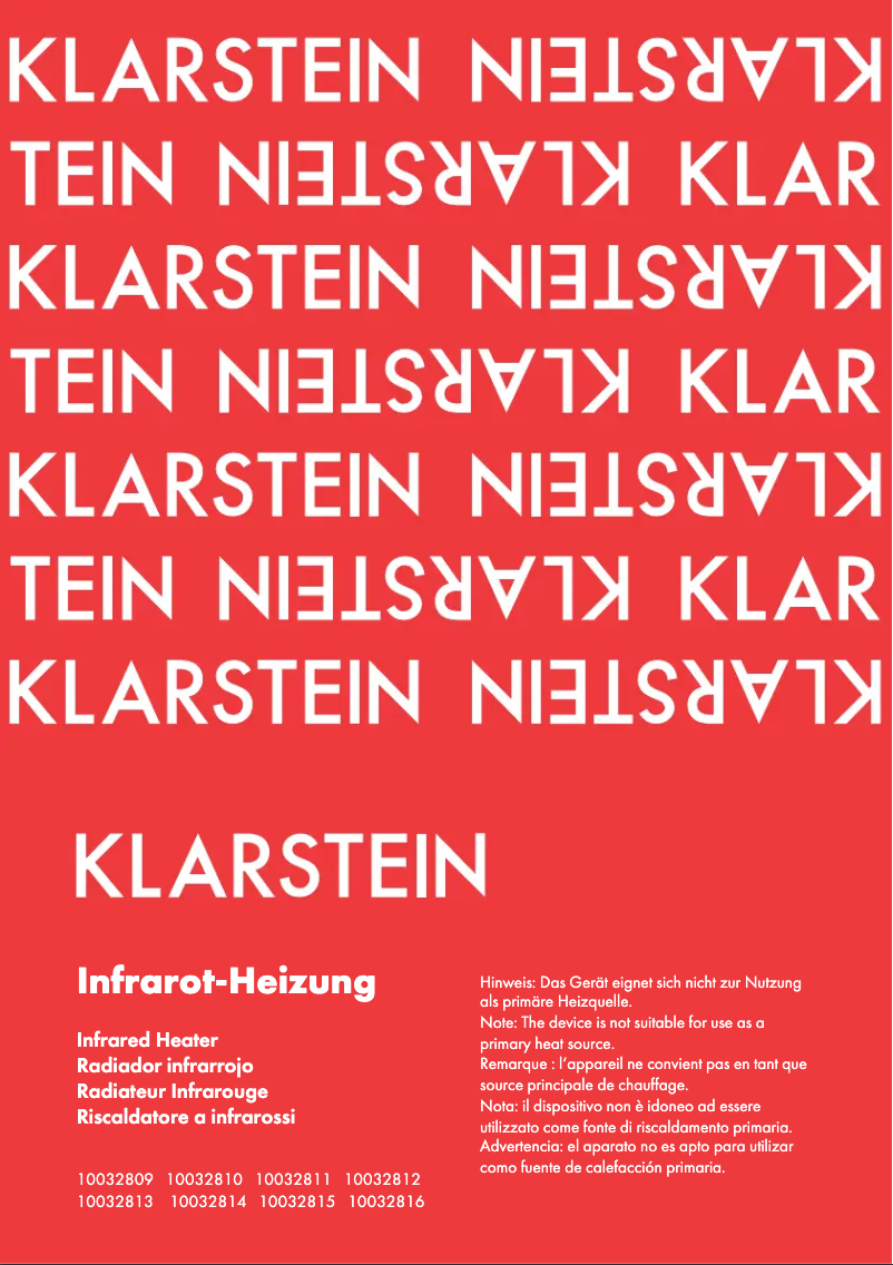 Page 1 de la notice Manuel utilisateur Klarstein 10032810