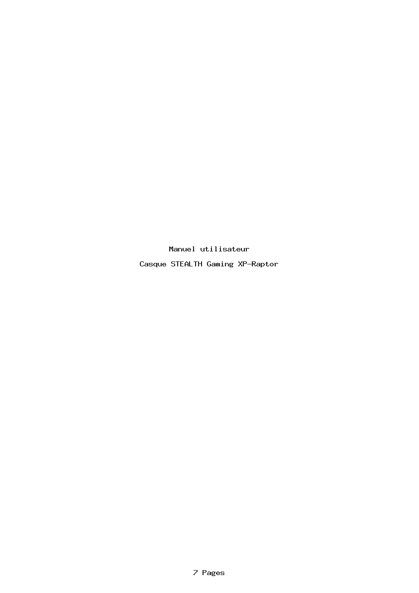 Page 1 de la notice Manuel utilisateur STEALTH Gaming XP-Raptor