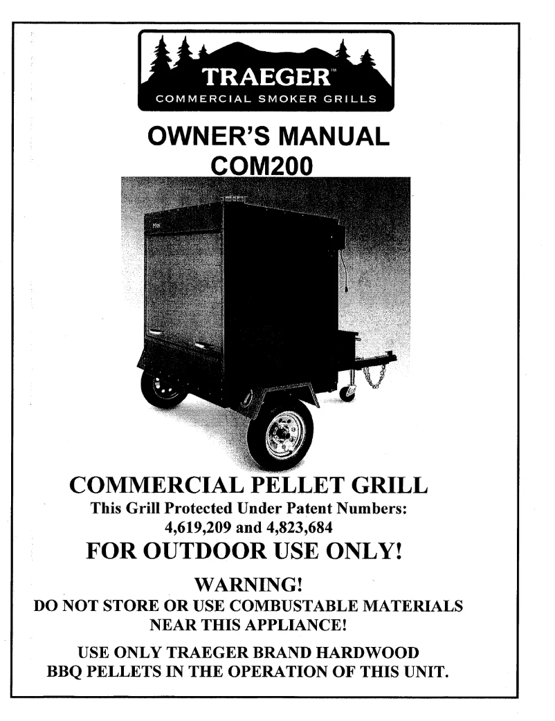 Page 1 of the manual User Manual Traeger COM200