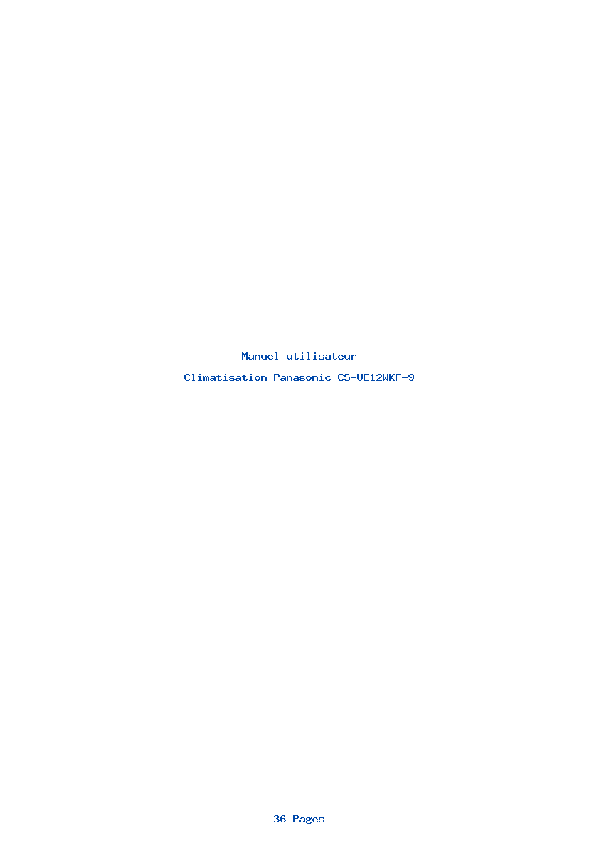 Page 1 de la notice Manuel utilisateur Panasonic CS-UE12WKF-9