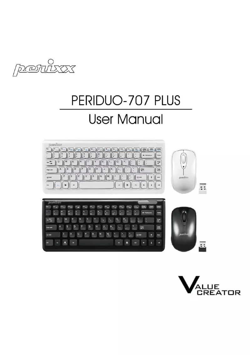 Page 1 de la notice Manuel utilisateur Perixx PERIDUO-707 PLUS