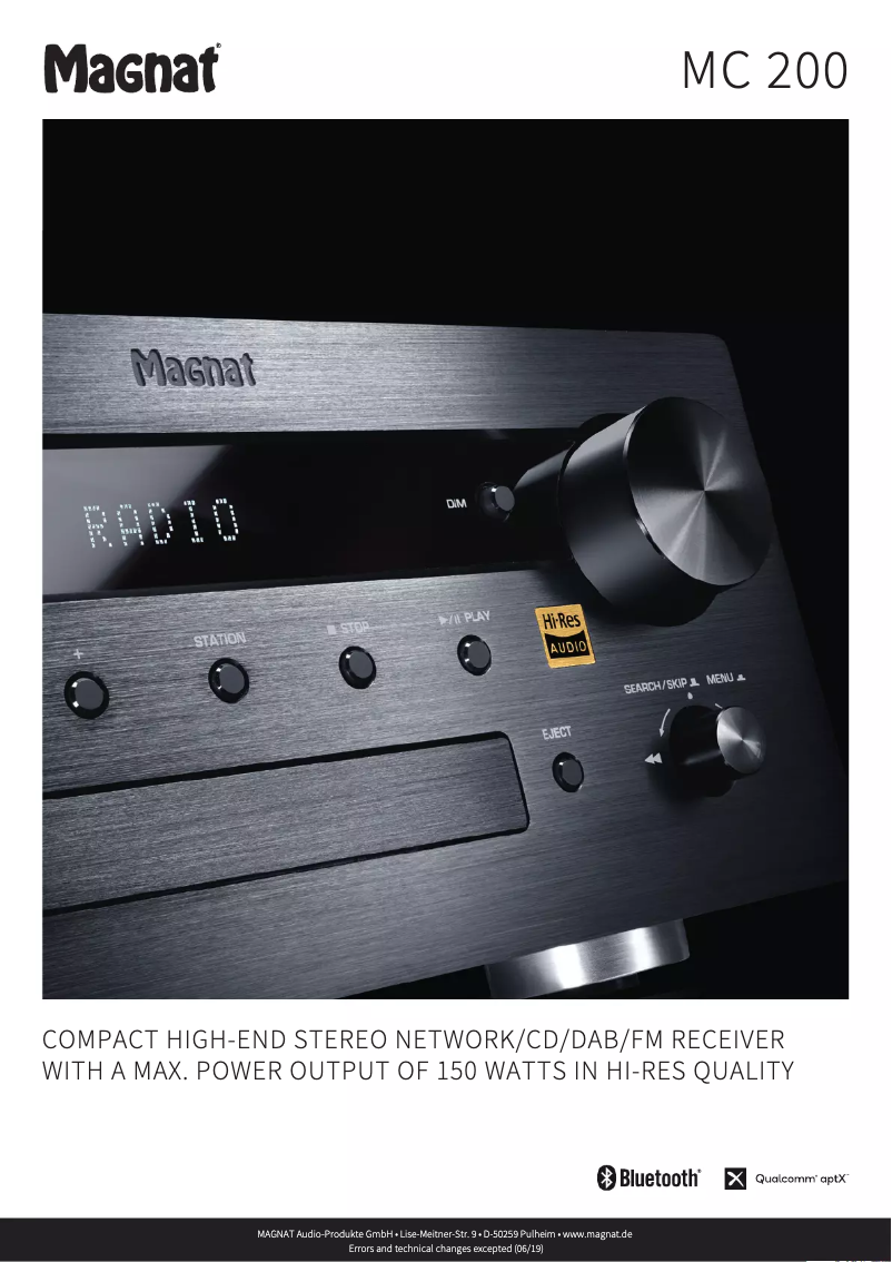 Page 1 de la notice Fiche technique Magnat MC 200