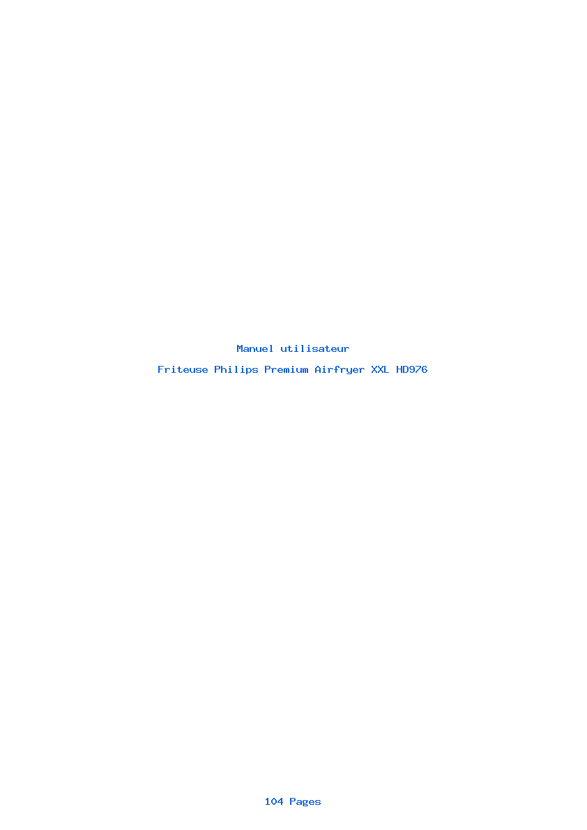 Page 1 de la notice Manuel utilisateur Philips Premium Airfryer XXL HD976