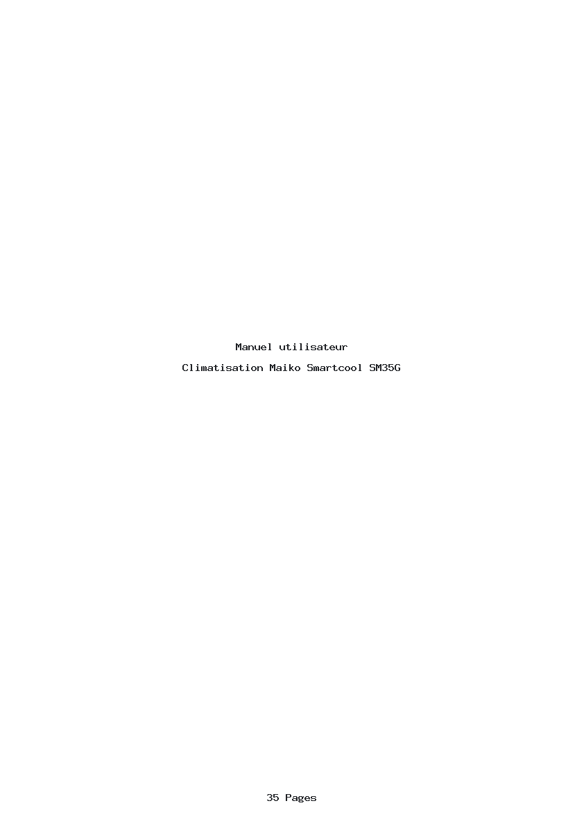 Page 1 de la notice Manuel utilisateur Maiko Smartcool SM35G