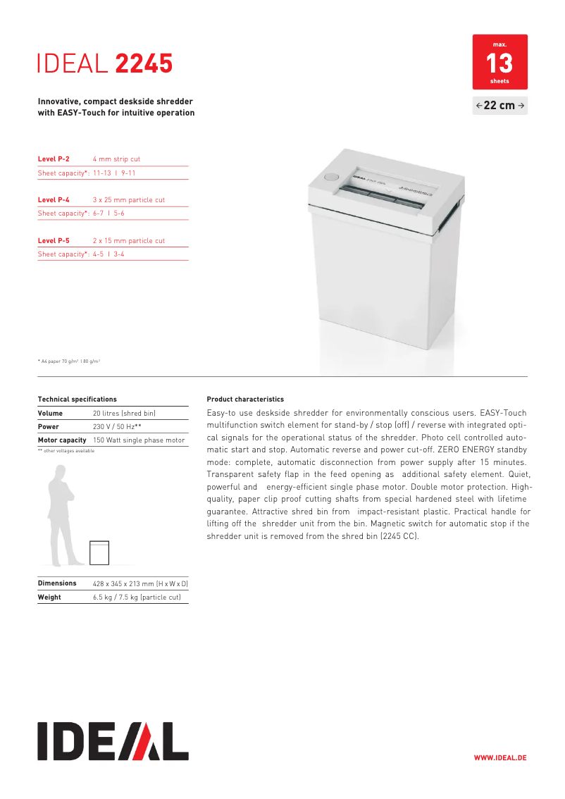 Page 1 of the manual Technical Sheet Ideal 2245 CC