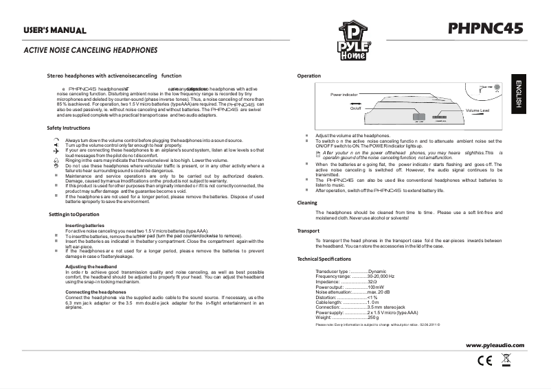 Página 1 del manual Manual de usuario Pyle PHPNC45