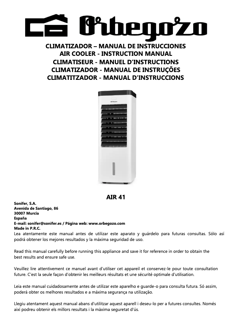 Página 1 del manual Manual de usuario Orbegozo AIR 41