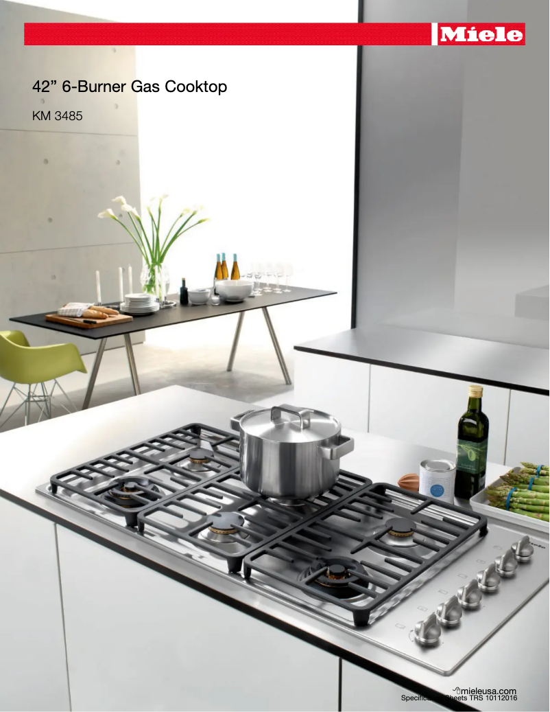 Page 1 de la notice Fiche technique Miele KM 3485 G