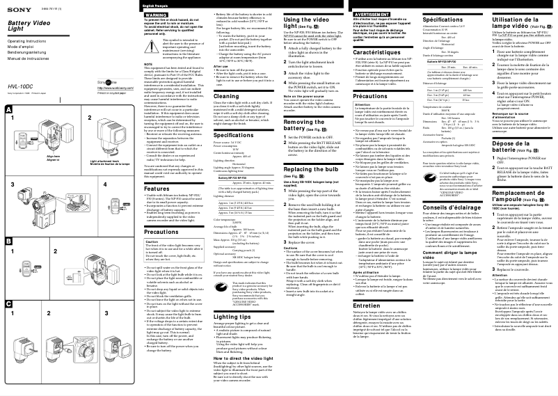 Page n°1 - Manuel utilisateur Sony HVL-10DC
