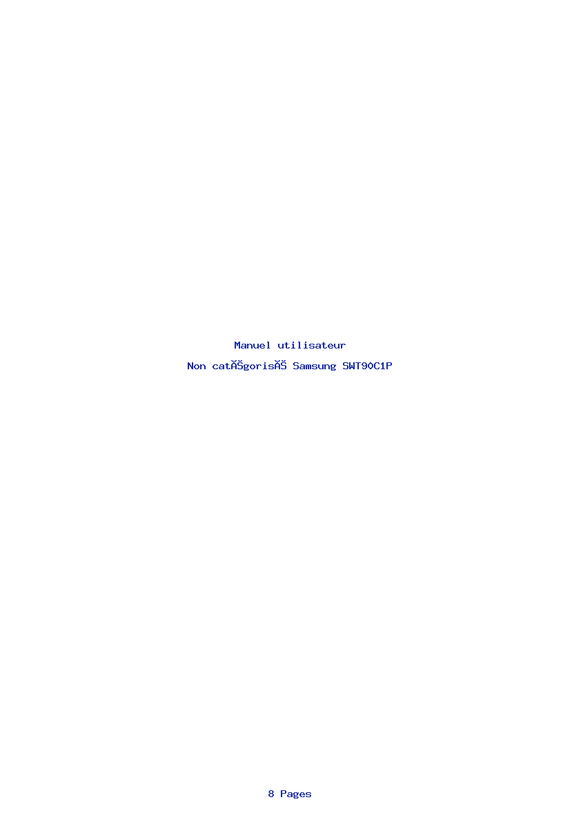 Page 1 de la notice Manuel utilisateur Samsung SWT90C1P