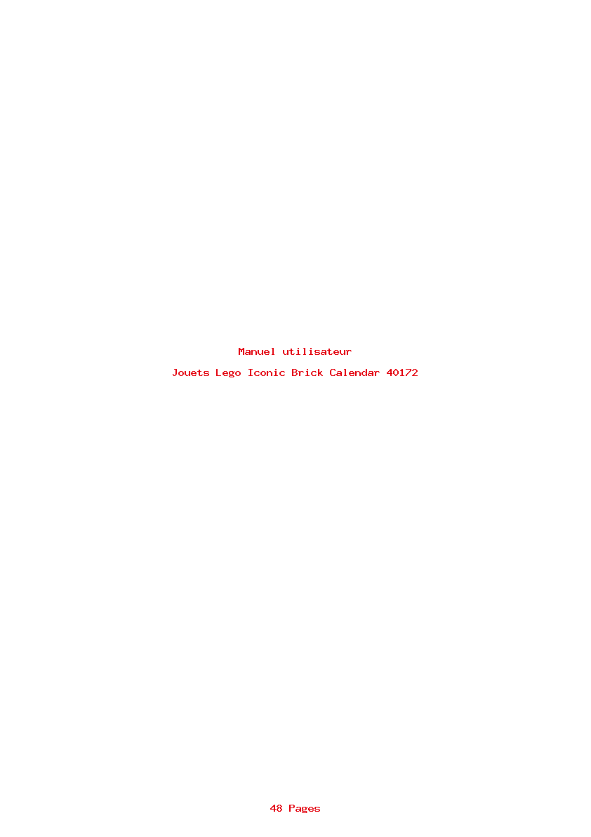 Page 1 de la notice Manuel utilisateur Lego Iconic Brick Calendar 40172