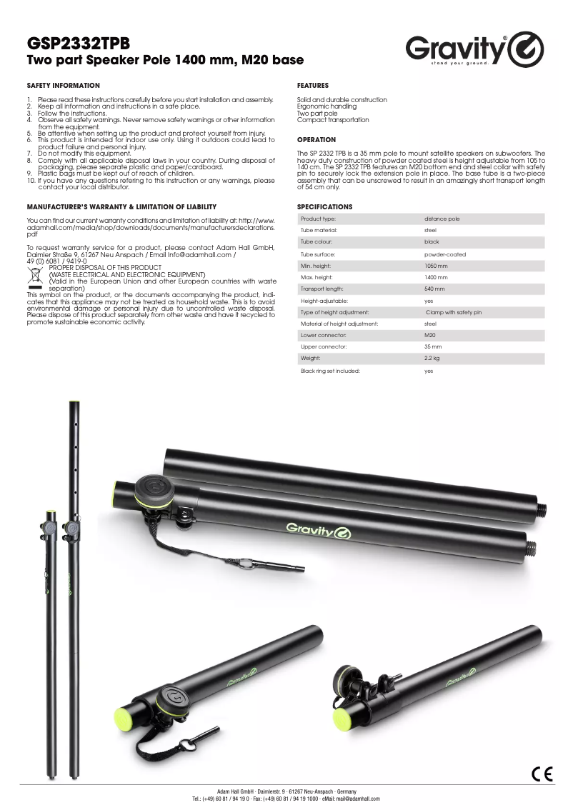 Page 1 of the manual User Manual Gravity GSP2332TPB