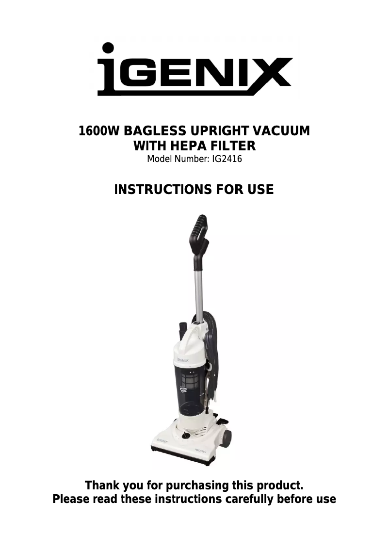 Page 1 de la notice Manuel utilisateur Igenix IG2416