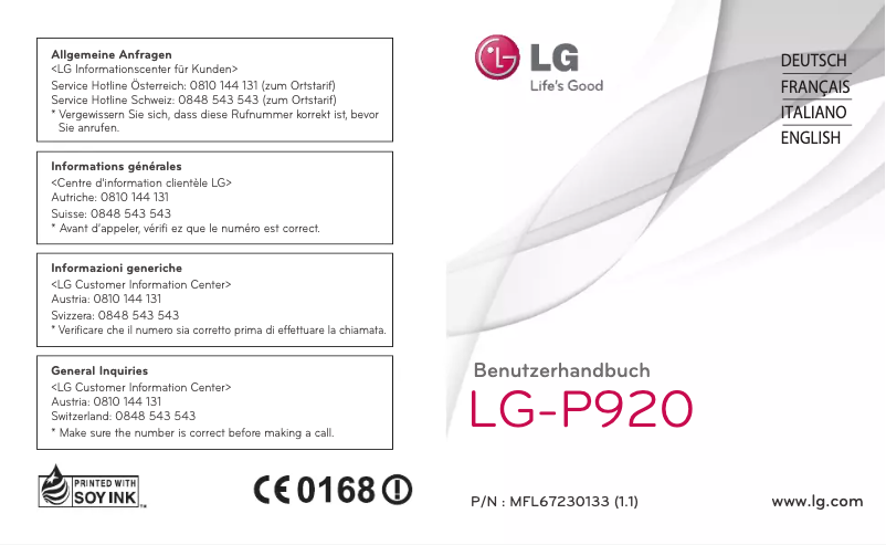 Page 1 of the manual User Manual LG Optimus P920