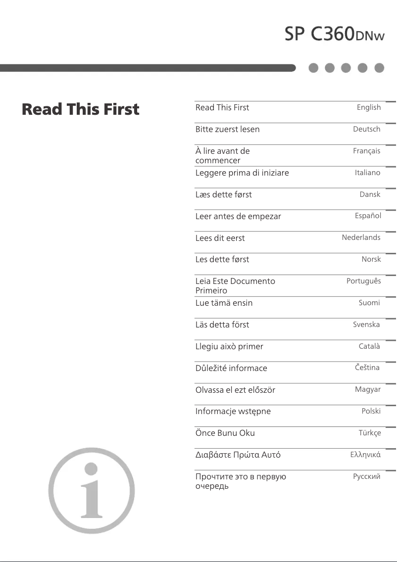 Page 1 de la notice Manuel utilisateur Ricoh SP C360DNw