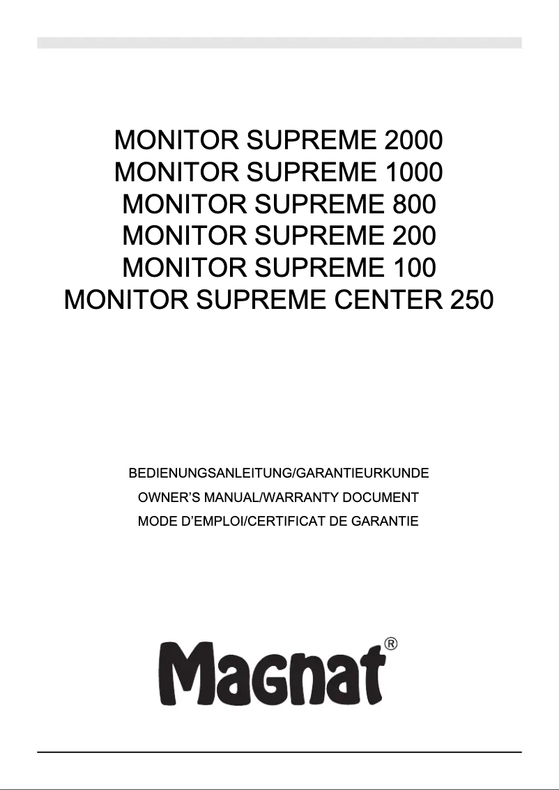 Page 1 of the manual User Manual Magnat Monitor Supreme 1000