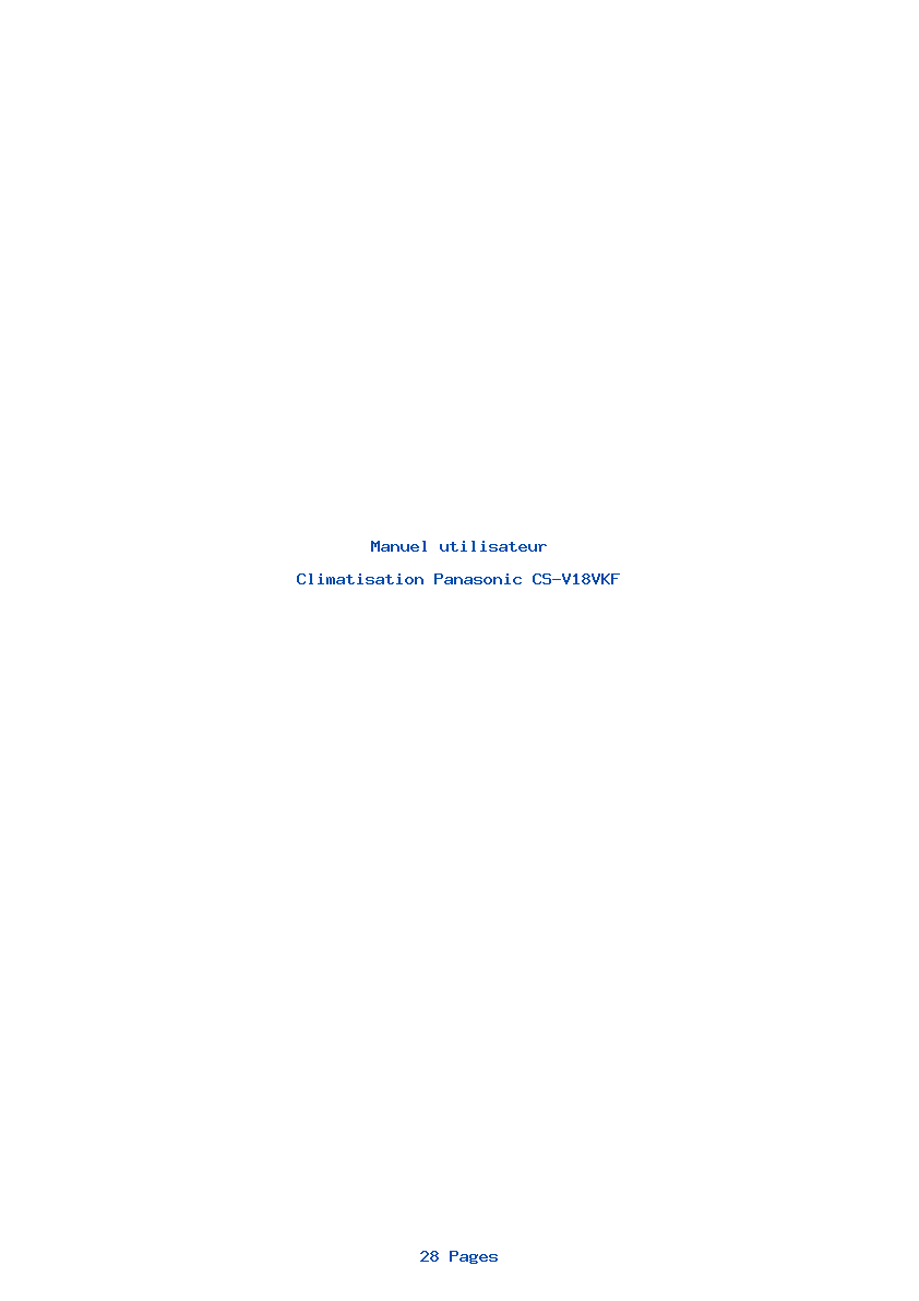 Page 1 de la notice Manuel utilisateur Panasonic CS-V18VKF