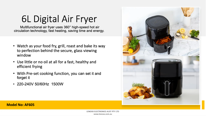 Page 1 de la notice Fiche technique Healthy Choice AF605