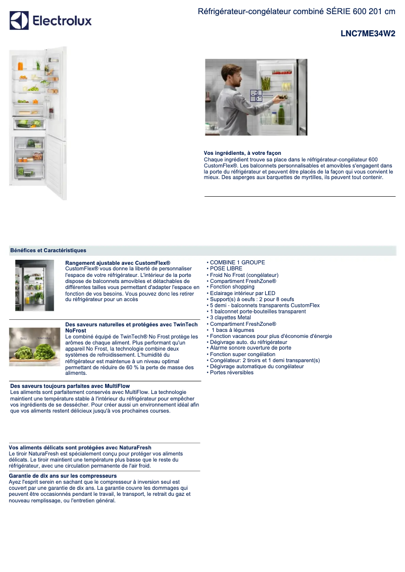 Página 1 del manual Ficha técnica Electrolux LNC7ME34W2