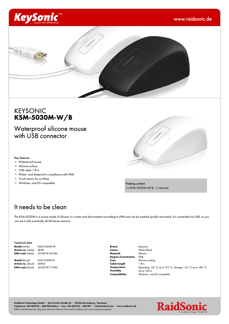 Page 1 de la notice Fiche technique Icy Box KSM-5030M-B