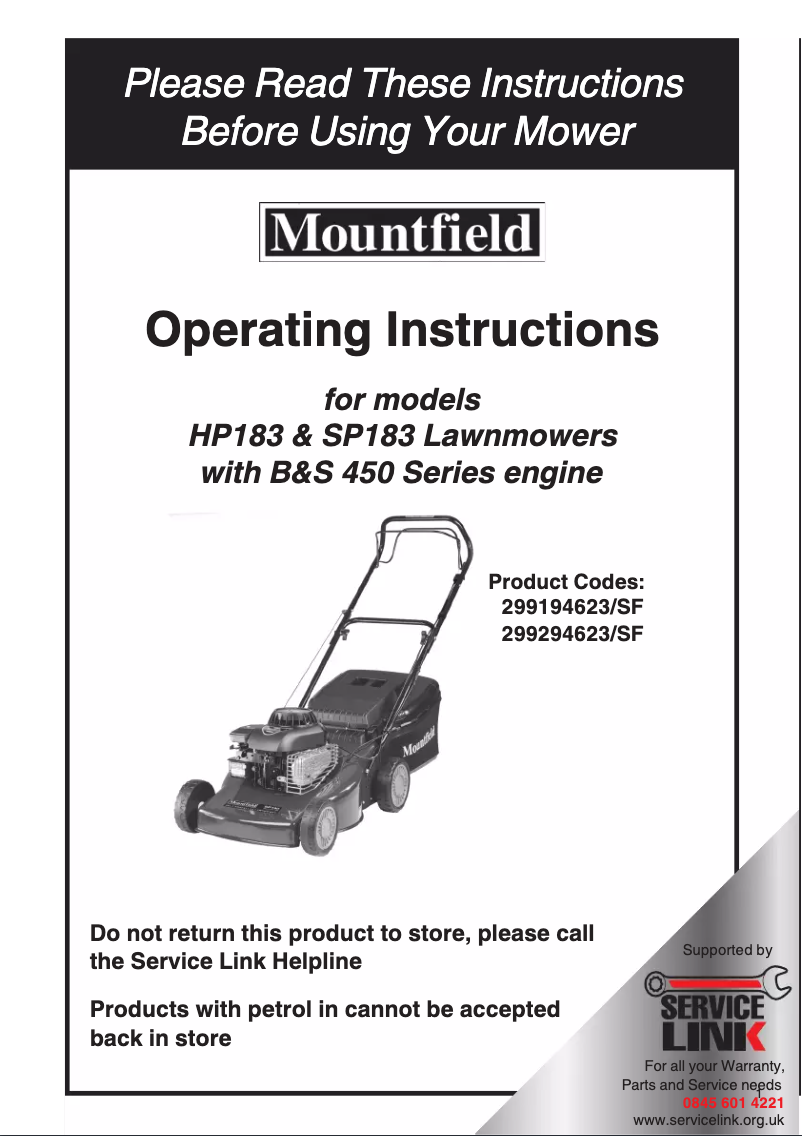 Page 1 de la notice Manuel utilisateur Mountfield HP183