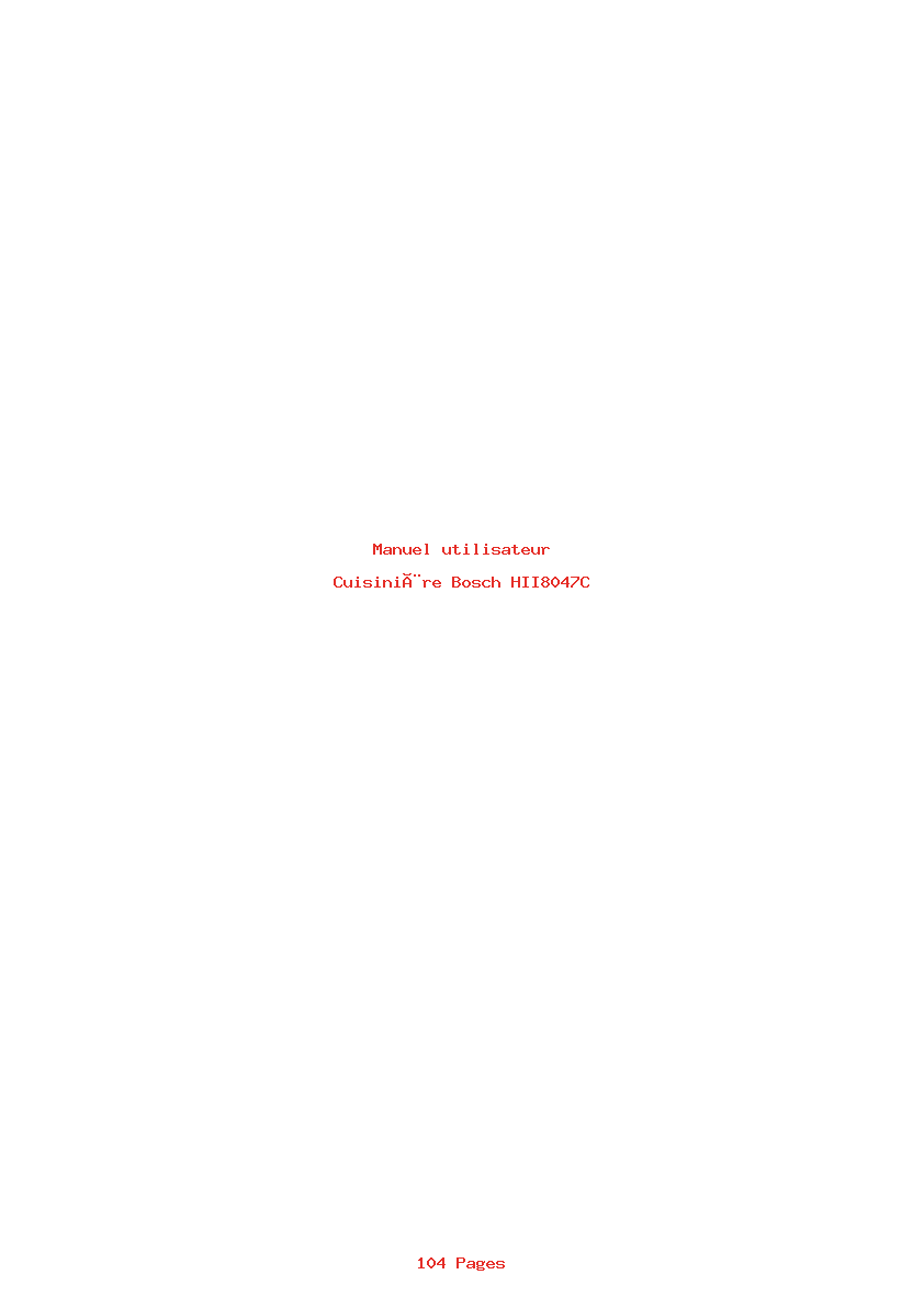Page 1 de la notice Manuel utilisateur Bosch HII8047C