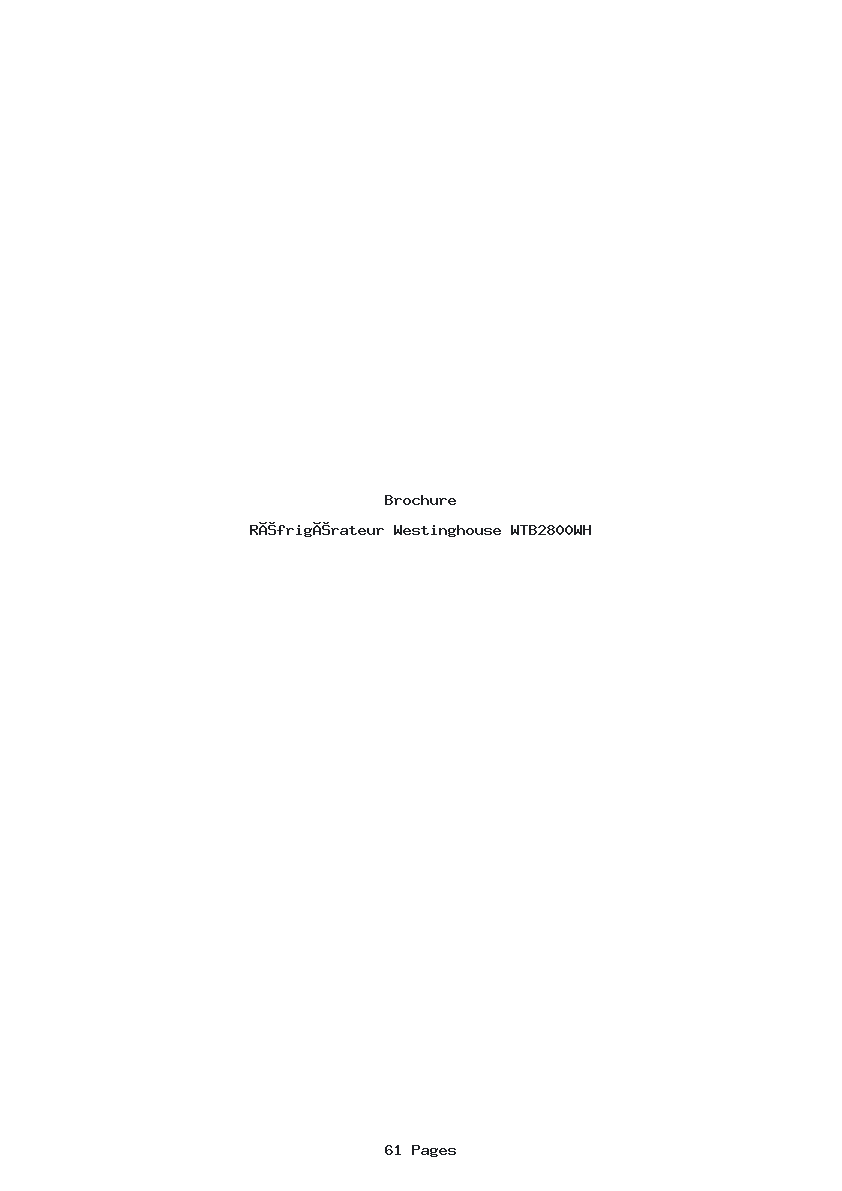Page 1 de la notice Brochure Westinghouse WTB2800WH