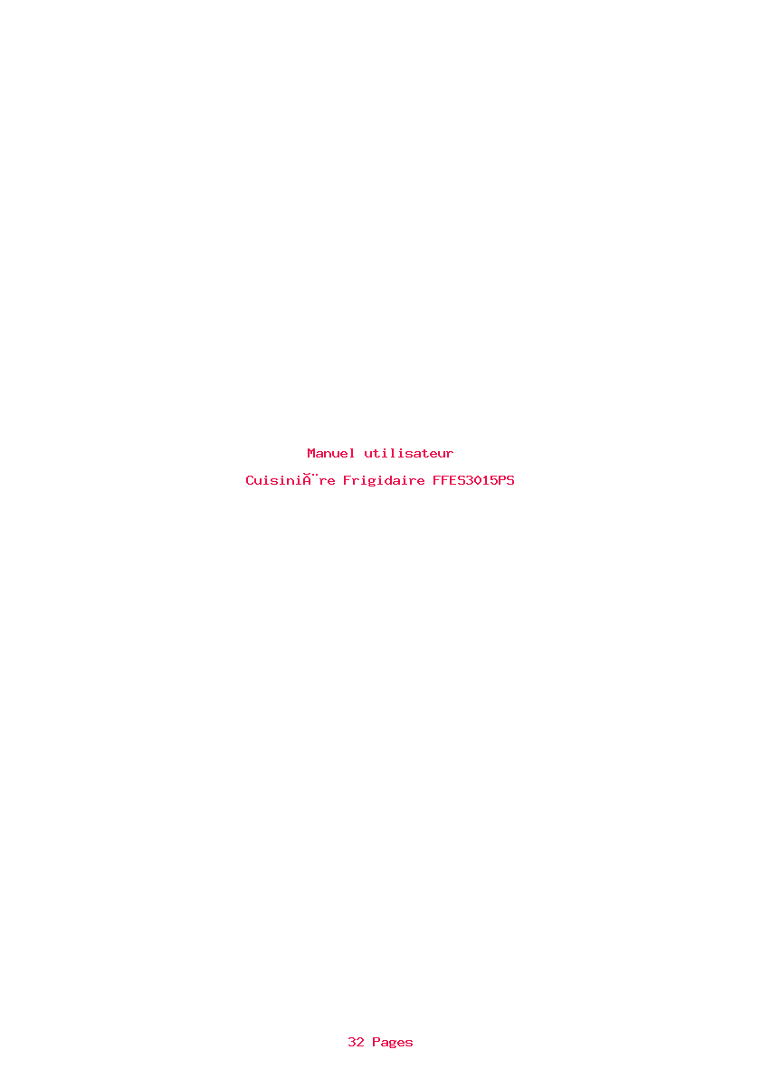 Page 1 de la notice Manuel utilisateur Frigidaire FFES3015PS