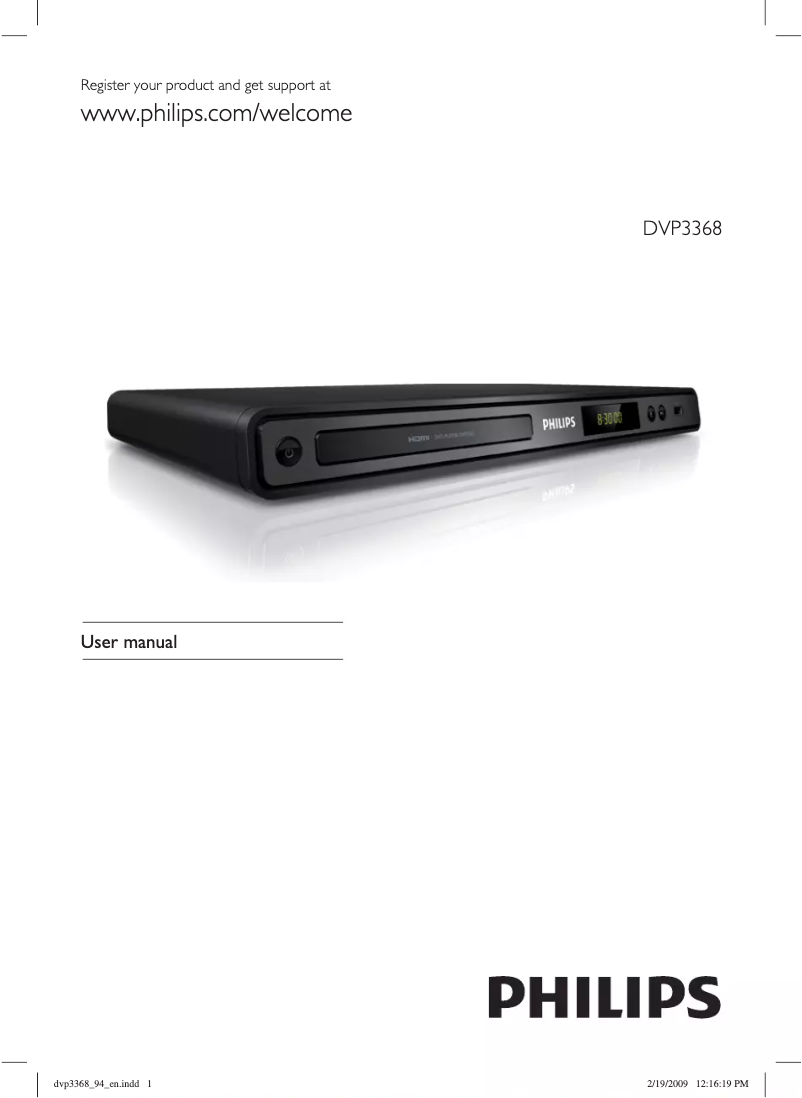 Page 1 of the manual User Manual Philips DVP3368