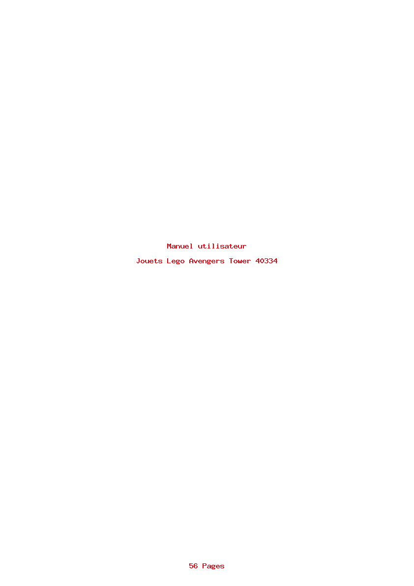 Page 1 de la notice Manuel utilisateur Lego Avengers Tower 40334