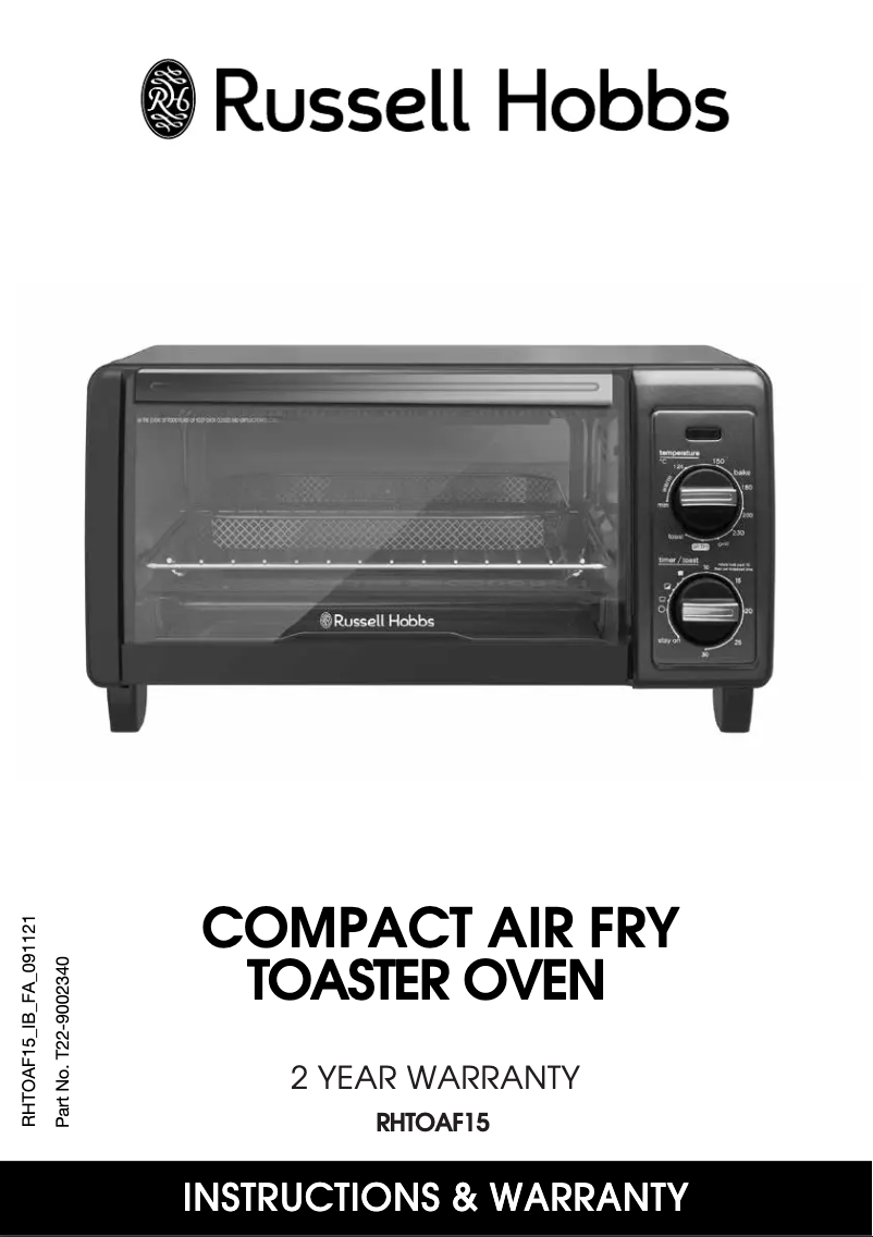 Page 1 de la notice Manuel utilisateur Russell Hobbs RHTOAF15