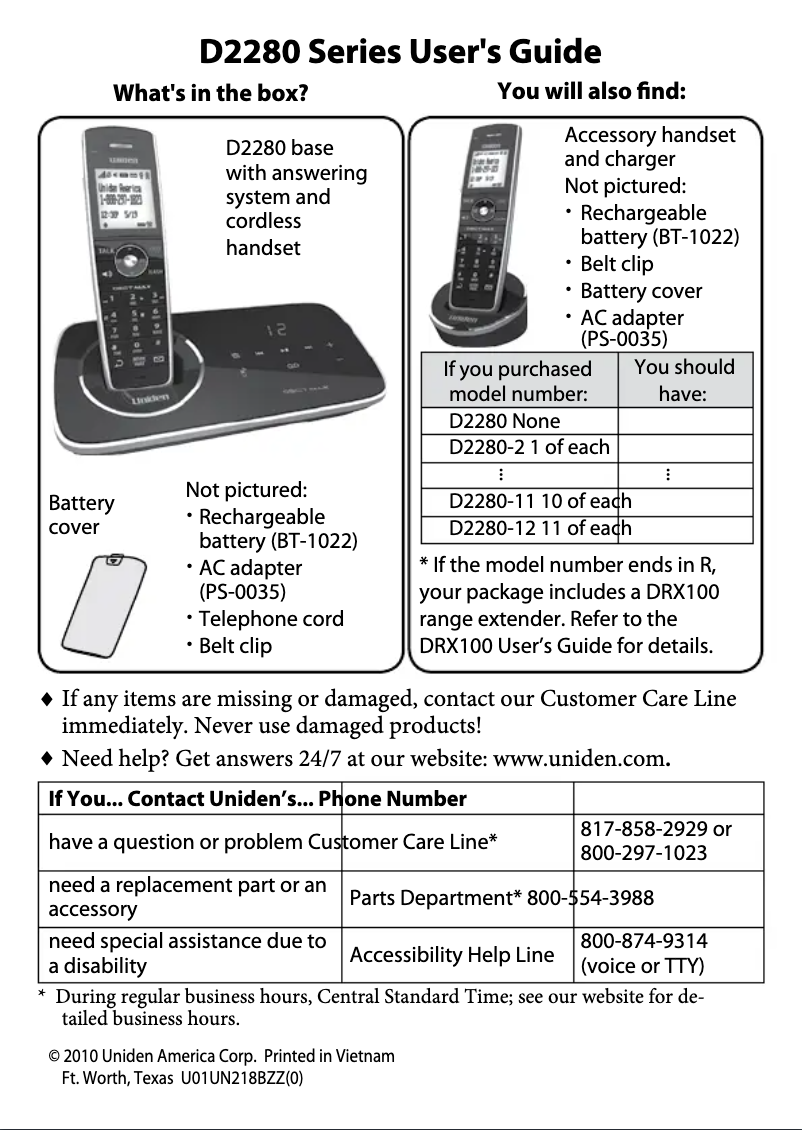 Página 1 del manual Manual de usuario Uniden D2280