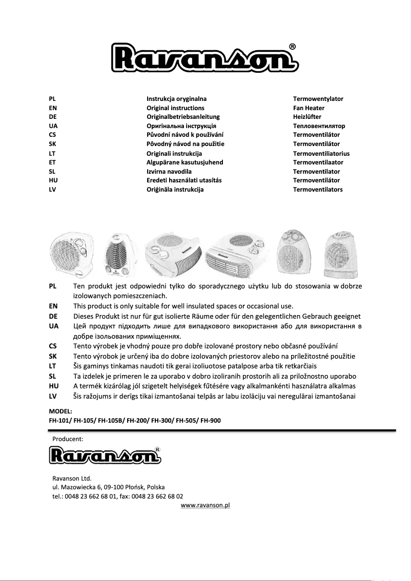 Page 1 de la notice Manuel utilisateur Ravanson FH-105