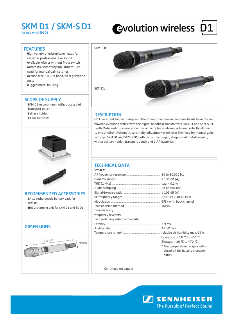 Página 1 del manual Manual de usuario Sennheiser SKM D1