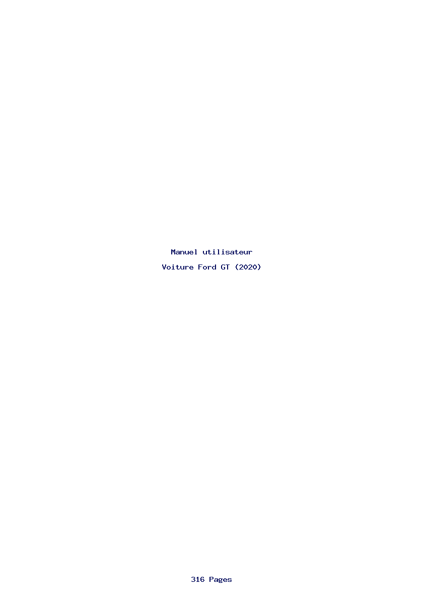 Page 1 de la notice Manuel utilisateur Ford GT (2020)