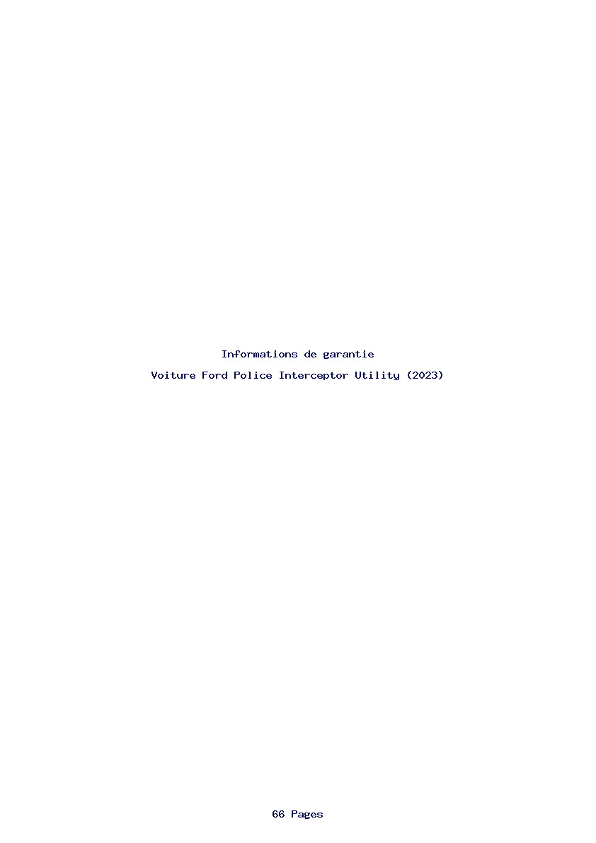 Page 1 de la notice Informations de garantie Ford Police Interceptor Utility (2023)