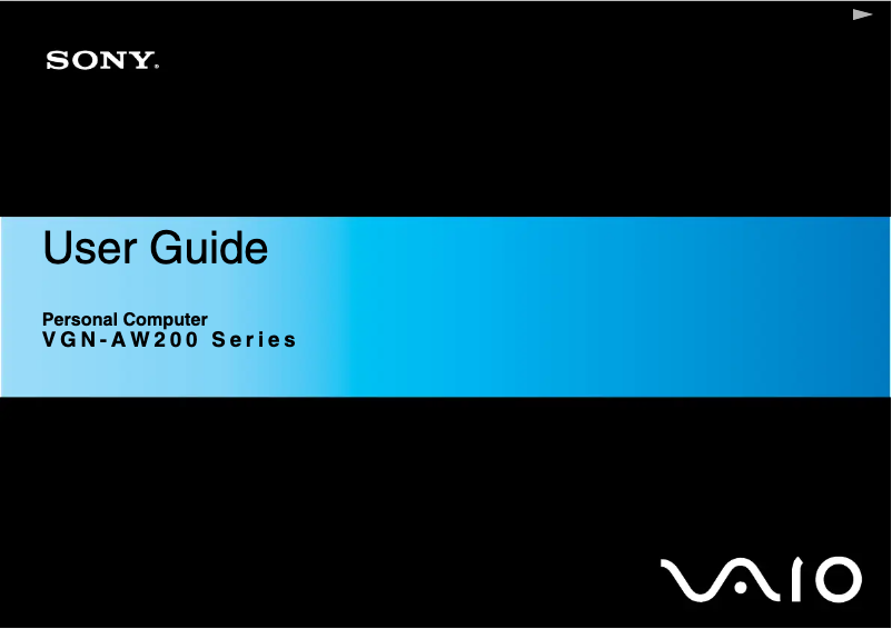 Page 1 de la notice Manuel utilisateur Sony Vaio VGN-AW270Y